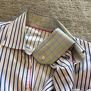 Arnold Zimberg Blue and White Striped Men's Shirt